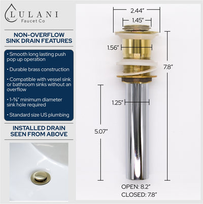 Yasawa Stainless Steel 1 Handle Vessel Sink Bathroom Faucet with drain assembly in Brushed Gold finish Yasawa Stainless Steel 1 Handle Vessel Sink Bathroom Faucet with drain assembly in Brushed Gold finish