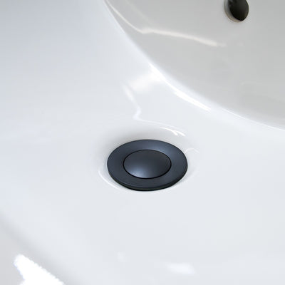 Bathroom sink pop-up drain without overflow in Steel Black finish Bathroom sink pop-up drain without overflow in Steel Black finish