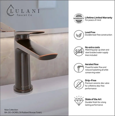 Open Box - Ibiza 1 Handle Single Hole Bathroom Faucet with Drain Assembly in Oil Rubbed Bronze finish Open Box - Ibiza 1 Handle Single Hole Bathroom Faucet with Drain Assembly in Oil Rubbed Bronze finish