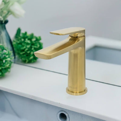 Ibiza 1 handle single hole Bathroom Faucet with drain assembly in Champagne Gold finish Ibiza 1 handle single hole Bathroom Faucet with drain assembly in Champagne Gold finish