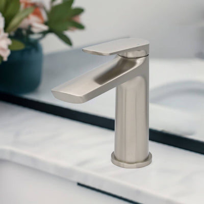 Ibiza 1 handle single hole Bathroom Faucet with drain assembly in Brushed Nickel finish Ibiza 1 handle single hole Bathroom Faucet with drain assembly in Brushed Nickel finish