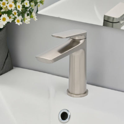 Ibiza 1 handle single hole Bathroom Faucet with drain assembly in Brushed Nickel finish Ibiza 1 handle single hole Bathroom Faucet with drain assembly in Brushed Nickel finish