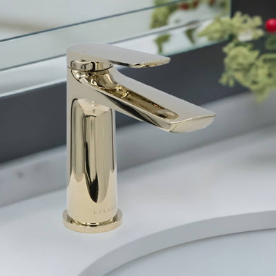 Ibiza 1 handle single hole Bathroom Faucet with drain assembly in Polished Champagne Gold finish Ibiza 1 handle single hole Bathroom Faucet with drain assembly in Polished Champagne Gold finish
