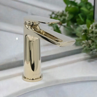 Ibiza 1 handle single hole Bathroom Faucet with drain assembly in Polished Champagne Gold finish Ibiza 1 handle single hole Bathroom Faucet with drain assembly in Polished Champagne Gold finish