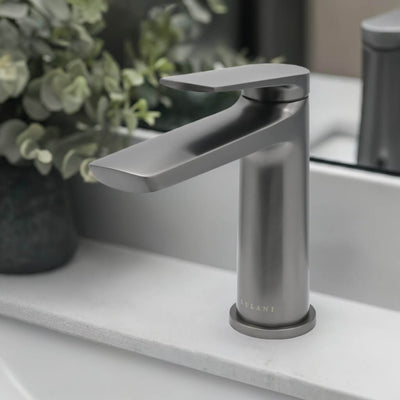 Ibiza 1 handle single hole Bathroom Faucet with drain assembly in Gun Metal finish Ibiza 1 handle single hole Bathroom Faucet with drain assembly in Gun Metal finish