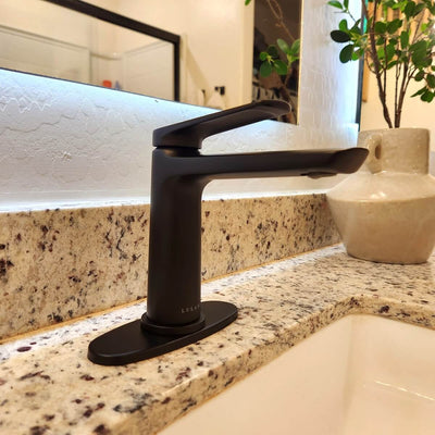Ibiza 1 handle single hole Bathroom Faucet with drain assembly in Matte Black finish Ibiza 1 handle single hole Bathroom Faucet with drain assembly in Matte Black finish