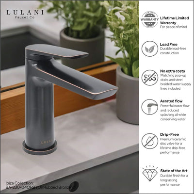 Ibiza 1 handle single hole Bathroom Faucet with drain assembly in Oil Rubbed Bronze finish Ibiza 1 handle single hole Bathroom Faucet with drain assembly in Oil Rubbed Bronze finish