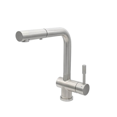 Nassau Stainless Steel 1 Handle Pull-Out Swivel Kitchen Faucet with PVD Finish Includes Baseplate in Brushed Stainless finish Nassau Stainless Steel 1 Handle Pull-Out Swivel Kitchen Faucet with PVD Finish Includes Baseplate in Brushed Stainless finish