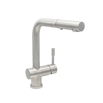 Nassau Stainless Steel 1 Handle Pull-Out Swivel Kitchen Faucet with PVD Finish Includes Baseplate in Brushed Stainless finish Nassau Stainless Steel 1 Handle Pull-Out Swivel Kitchen Faucet with PVD Finish Includes Baseplate in Brushed Stainless finish