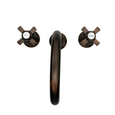 Napa 2 Handle 3 Hole Widespread Brass Bathroom Faucet with Flat Cross Handles in Oil Rubbed Bronze Flat Cross Handles finish Napa 2 Handle 3 Hole Widespread Brass Bathroom Faucet with Flat Cross Handles in Oil Rubbed Bronze Flat Cross Handles finish