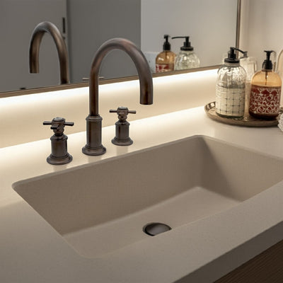 Napa 2 Handle 3 Hole Widespread Brass Bathroom Faucet with Flat Cross Handles in Oil Rubbed Bronze Flat Cross Handles finish Napa 2 Handle 3 Hole Widespread Brass Bathroom Faucet with Flat Cross Handles in Oil Rubbed Bronze Flat Cross Handles finish