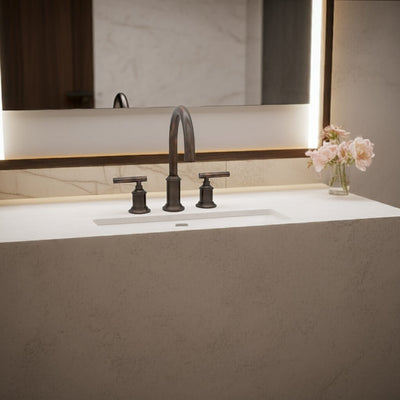 Napa 2 Handle 3 Hole Widespread Brass Bathroom Faucet with Flat Cross Handles in Oil Rubbed Bronze Lever Handles finish Napa 2 Handle 3 Hole Widespread Brass Bathroom Faucet with Flat Cross Handles in Oil Rubbed Bronze Lever Handles finish