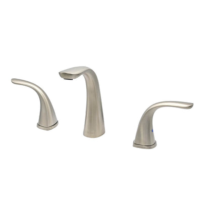 Kauai 2 Handle Widespread Brass Bathroom Faucet with Drain Assembly in Brushed Nickel finish Kauai 2 Handle Widespread Brass Bathroom Faucet with Drain Assembly in Brushed Nickel finish