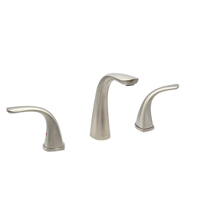 Kauai 2 Handle Widespread Brass Bathroom Faucet with Drain Assembly in Brushed Nickel finish Kauai 2 Handle Widespread Brass Bathroom Faucet with Drain Assembly in Brushed Nickel finish