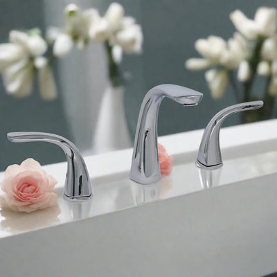 Kauai 2 Handle Widespread Brass Bathroom Faucet with Drain Assembly in Chrome finish Kauai 2 Handle Widespread Brass Bathroom Faucet with Drain Assembly in Chrome finish