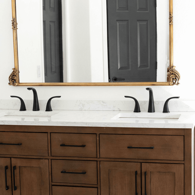 Kauai 2 Handle Widespread Brass Bathroom Faucet with Drain Assembly in Matte Black finish Kauai 2 Handle Widespread Brass Bathroom Faucet with Drain Assembly in Matte Black finish