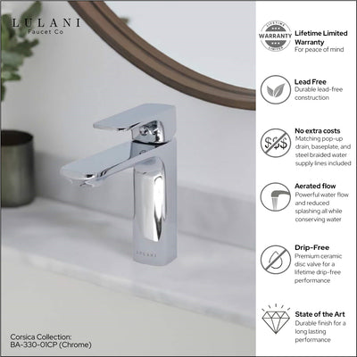 Corsica 1 Handle Single Hole Brass Bathroom Faucet with drain assembly in Corsica 1 Handle Single Hole Brass Bathroom Faucet with drain assembly finish Corsica 1 Handle Single Hole Brass Bathroom Faucet with drain assembly in Corsica 1 Handle Single Hole Brass Bathroom Faucet with drain assembly finish