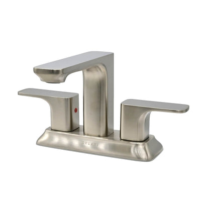 Corsica 2 Handle Centerset Brass Bathroom Faucet with drain assembly in Brushed Nickel finish Corsica 2 Handle Centerset Brass Bathroom Faucet with drain assembly in Brushed Nickel finish