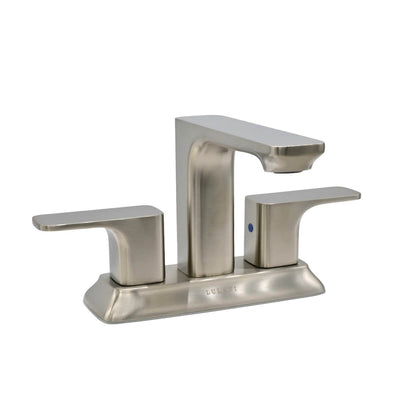 Corsica 2 Handle Centerset Brass Bathroom Faucet with drain assembly in Brushed Nickel finish Corsica 2 Handle Centerset Brass Bathroom Faucet with drain assembly in Brushed Nickel finish