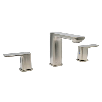 Corsica 2 Handle Widespread Brass Bathroom Faucet with drain assembly in Brushed Nickel finish