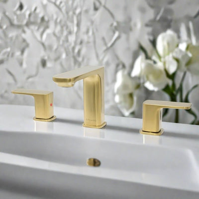 Corsica 2 Handle Widespread Brass Bathroom Faucet with drain assembly in Champagne Gold finish Corsica 2 Handle Widespread Brass Bathroom Faucet with drain assembly in Champagne Gold finish