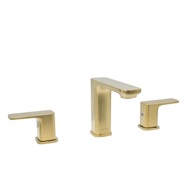 Corsica 2 Handle Widespread Brass Bathroom Faucet with drain assembly in Champagne Gold finish Corsica 2 Handle Widespread Brass Bathroom Faucet with drain assembly in Champagne Gold finish