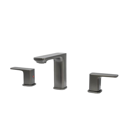 Corsica 2 Handle Widespread Brass Bathroom Faucet with drain assembly in Gun Metal finish Corsica 2 Handle Widespread Brass Bathroom Faucet with drain assembly in Gun Metal finish