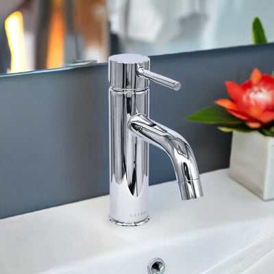 St. Lucia 1 Handle Single Hole Brass Bathroom Faucet with drain assembly in Chrome finish