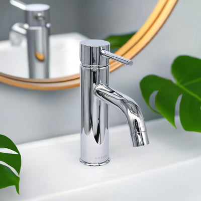 St. Lucia 1 Handle Single Hole Brass Bathroom Faucet with drain assembly in Chrome finish St. Lucia 1 Handle Single Hole Brass Bathroom Faucet with drain assembly in Chrome finish