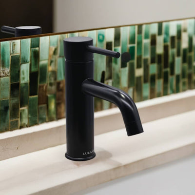 St. Lucia 1 Handle Single Hole Brass Bathroom Faucet with drain assembly in Matte Black finish St. Lucia 1 Handle Single Hole Brass Bathroom Faucet with drain assembly in Matte Black finish