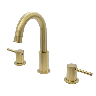 St. Lucia 2 Handle 3 Hole Widespread Brass Bathroom Faucet with drain assembly in Champagne Gold finish St. Lucia 2 Handle 3 Hole Widespread Brass Bathroom Faucet with drain assembly in Champagne Gold finish