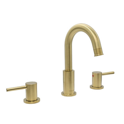 St. Lucia 2 Handle 3 Hole Widespread Brass Bathroom Faucet with drain assembly in Champagne Gold finish St. Lucia 2 Handle 3 Hole Widespread Brass Bathroom Faucet with drain assembly in Champagne Gold finish