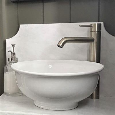 St. Lucia 1 Handle Vessel Height Brass Bathroom Faucet with drain assembly in Brushed Nickel finish St. Lucia 1 Handle Vessel Height Brass Bathroom Faucet with drain assembly in Brushed Nickel finish