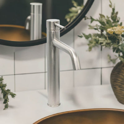 St. Lucia 1 Handle Vessel Height Brass Bathroom Faucet with drain assembly in Brushed Nickel finish St. Lucia 1 Handle Vessel Height Brass Bathroom Faucet with drain assembly in Brushed Nickel finish