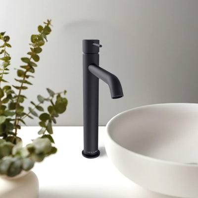 St. Lucia 1 Handle Vessel Height Brass Bathroom Faucet with drain assembly in Matte Black finish St. Lucia 1 Handle Vessel Height Brass Bathroom Faucet with drain assembly in Matte Black finish