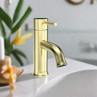 Aruba Stainless Steel 1 Handle Bathroom Faucet with drain assembly in Champagne Gold finish Aruba Stainless Steel 1 Handle Bathroom Faucet with drain assembly in Champagne Gold finish