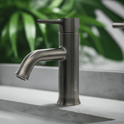 Aruba Stainless Steel 1 Handle Bathroom Faucet with drain assembly in Gun Metal finish Aruba Stainless Steel 1 Handle Bathroom Faucet with drain assembly in Gun Metal finish