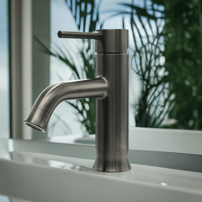 Aruba Stainless Steel 1 Handle Bathroom Faucet with drain assembly in Gun Metal finish Aruba Stainless Steel 1 Handle Bathroom Faucet with drain assembly in Gun Metal finish