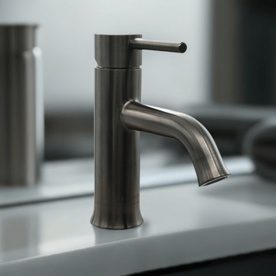 Aruba Stainless Steel 1 Handle Bathroom Faucet with drain assembly in Gun Metal finish Aruba Stainless Steel 1 Handle Bathroom Faucet with drain assembly in Gun Metal finish