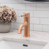 Aruba Stainless Steel 1 Handle Bathroom Faucet with drain assembly in Rose Gold finish