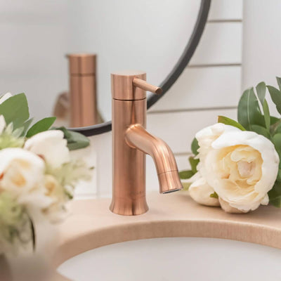 Aruba Stainless Steel 1 Handle Bathroom Faucet with drain assembly in Rose Gold finish Aruba Stainless Steel 1 Handle Bathroom Faucet with drain assembly in Rose Gold finish