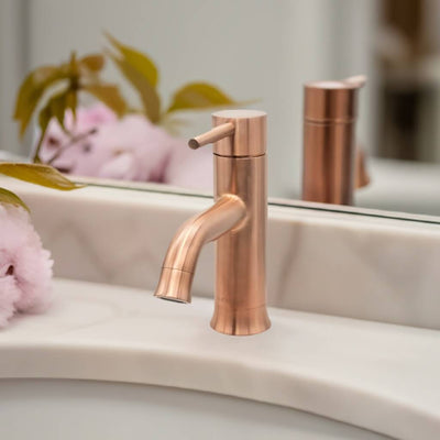 Aruba Stainless Steel 1 Handle Bathroom Faucet with drain assembly in Rose Gold finish Aruba Stainless Steel 1 Handle Bathroom Faucet with drain assembly in Rose Gold finish