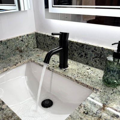 Aruba Stainless Steel 1 Handle Bathroom Faucet with drain assembly in Steel Black finish Aruba Stainless Steel 1 Handle Bathroom Faucet with drain assembly in Steel Black finish