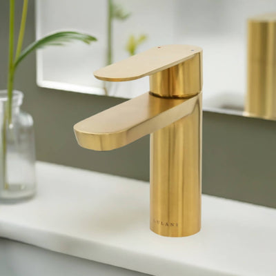 Yasawa - Single Hole Stainless Steel Bathroom Faucet with drain assembly in Brushed Gold finish Yasawa - Single Hole Stainless Steel Bathroom Faucet with drain assembly in Brushed Gold finish