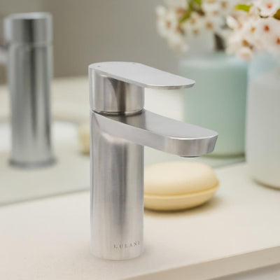 Yasawa - Single Hole Stainless Steel Bathroom Faucet with drain assembly in Brushed Stainless finish Yasawa - Single Hole Stainless Steel Bathroom Faucet with drain assembly in Brushed Stainless finish