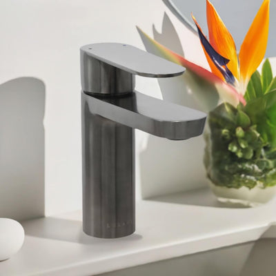 Yasawa - Single Hole Stainless Steel Bathroom Faucet with drain assembly in Gun Metal finish Yasawa - Single Hole Stainless Steel Bathroom Faucet with drain assembly in Gun Metal finish