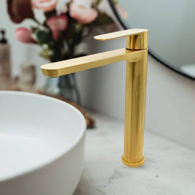 Yasawa Stainless Steel 1 Handle Vessel Sink Bathroom Faucet with drain assembly in Brushed Gold finish Yasawa Stainless Steel 1 Handle Vessel Sink Bathroom Faucet with drain assembly in Brushed Gold finish