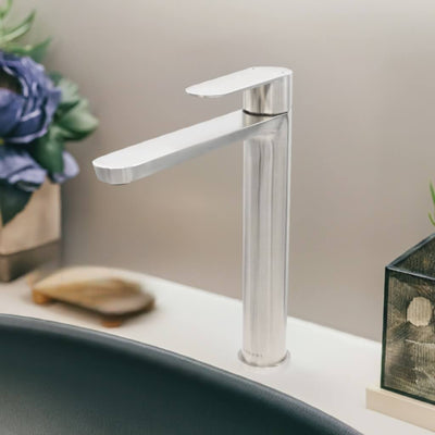 Yasawa Stainless Steel 1 Handle Vessel Sink Bathroom Faucet with drain assembly in Brushed Stainless finish Yasawa Stainless Steel 1 Handle Vessel Sink Bathroom Faucet with drain assembly in Brushed Stainless finish