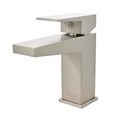 Boracay 1 Handle Single Hole Brass Bathroom Faucet with drain assembly in Brushed Nickel finish Boracay 1 Handle Single Hole Brass Bathroom Faucet with drain assembly in Brushed Nickel finish