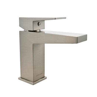 Boracay 1 Handle Single Hole Brass Bathroom Faucet with drain assembly in Brushed Nickel finish Boracay 1 Handle Single Hole Brass Bathroom Faucet with drain assembly in Brushed Nickel finish